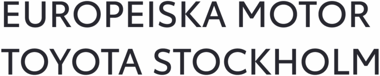 Yesbox Medarbetarundersökningar Sign with Two Lines Reading 'europeiska Motor' on Top and 'toyota Stockholm' on Bottom, As a Dealership Logo.