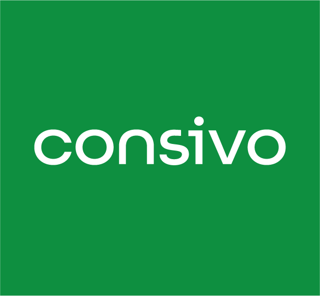 Yesbox Medarbetarundersökningar Consivo Logo on a Solid Green Background.